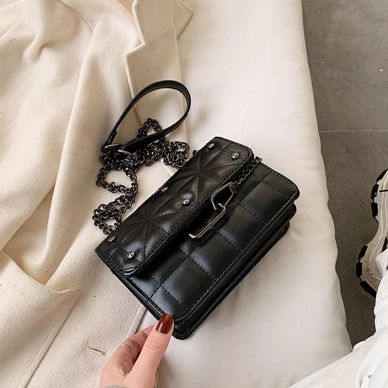

2020 new shoulder bag winter fashion ladies western style handbag high quality chain small square bag female retro messenger bag