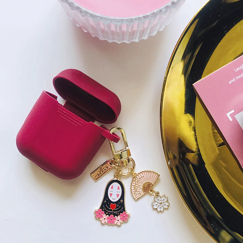 

Luxury Cartoon Flower Decor Silicone Case for Apple Airpods 1 2 Accessories Bluetooth Earphones Cute Protective Bag Box Key Ring