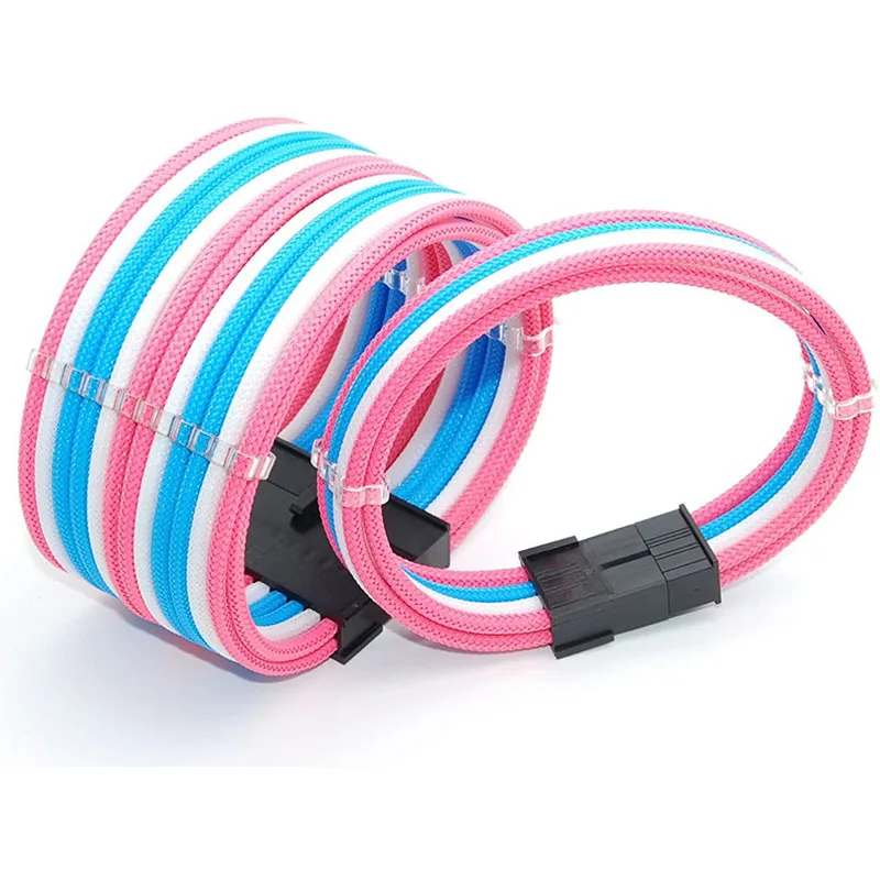 

4 Lines Set 300mm Computer Power Motherboard Nylon Braided Adapter Extension Cord 24PIN 8PIN 6PIN 4+4PIN