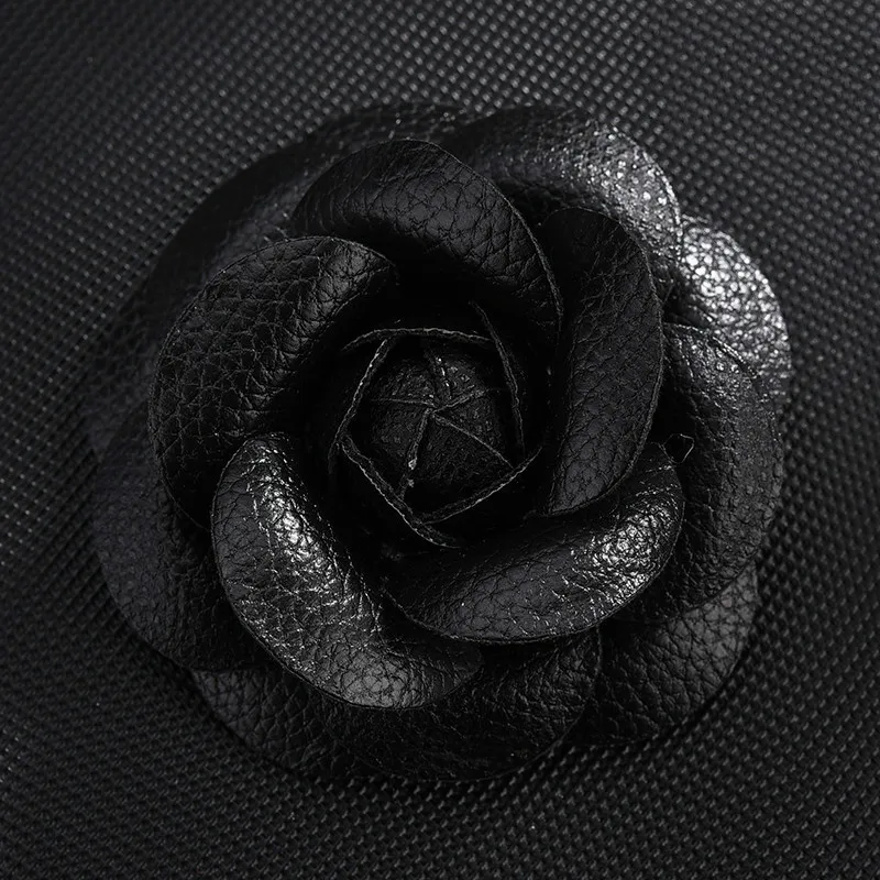 Брошь бутоньерка на лацкан женская из искусственной кожи брошь ручной работы в