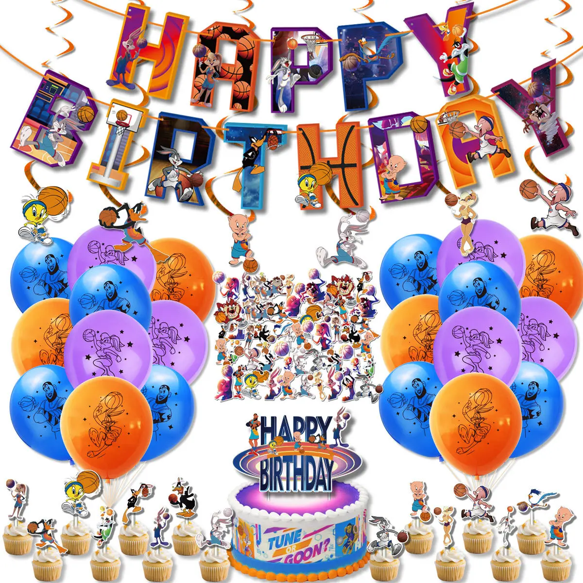 

Space Jam украшения для тематических вечеринок детская одноразовая посуда для баскетбола, торта, топпера, шаров, баннеров