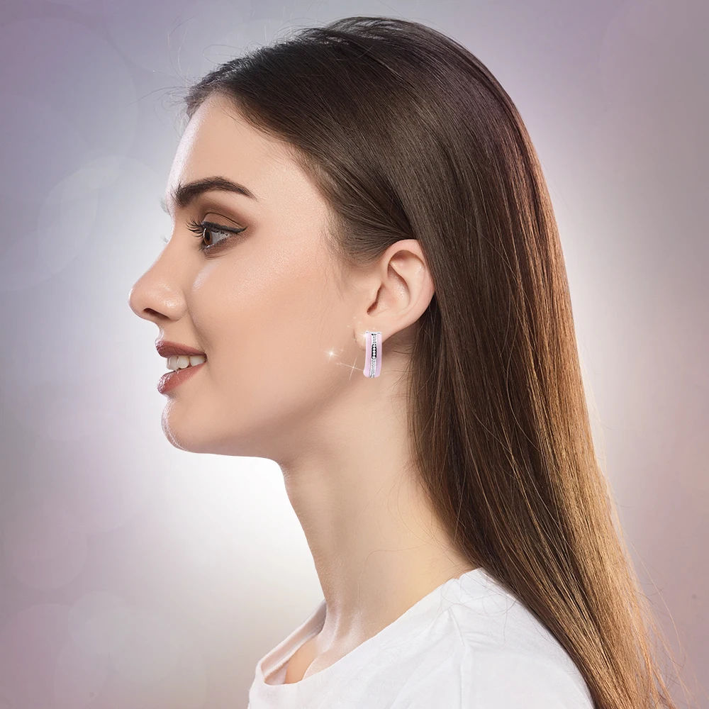 Новые розовые серьги CZ ювелирные изделия Модные женские с 6 мм розовым кольцом