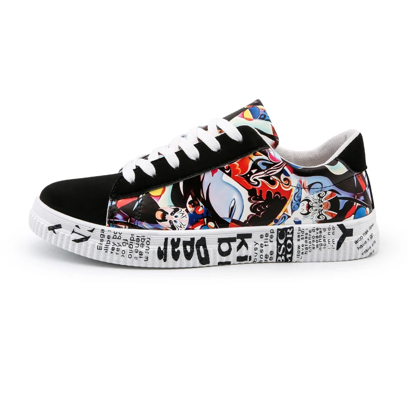 

New Men Vulcanized Shoes Sneakers casual Men's Fashion Casual Lace-Up Colorful Canvas Sport Graffiti board Shoes