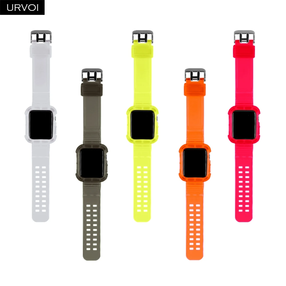 URVOI прозрачный ТПУ ремешок для Apple Watch серии 4 5 чехол iWatch защита на запястье 40 44 мм