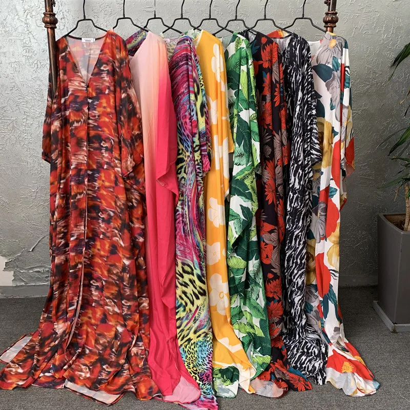 2021 Chic 4 Piece Set European And American Sexy Print New African Abaya Design Bra Top+Pants+Cape Coat+ Scarf Women Sets Dress