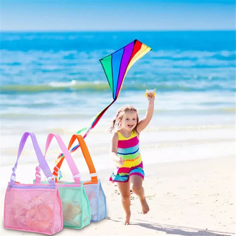 

30Pcs/Lot Powerful Storage Beach Toy Mesh Bag Kids Shell Collecting Bag Beach Toy- Swimming Accessories Bag Storage Net Toy