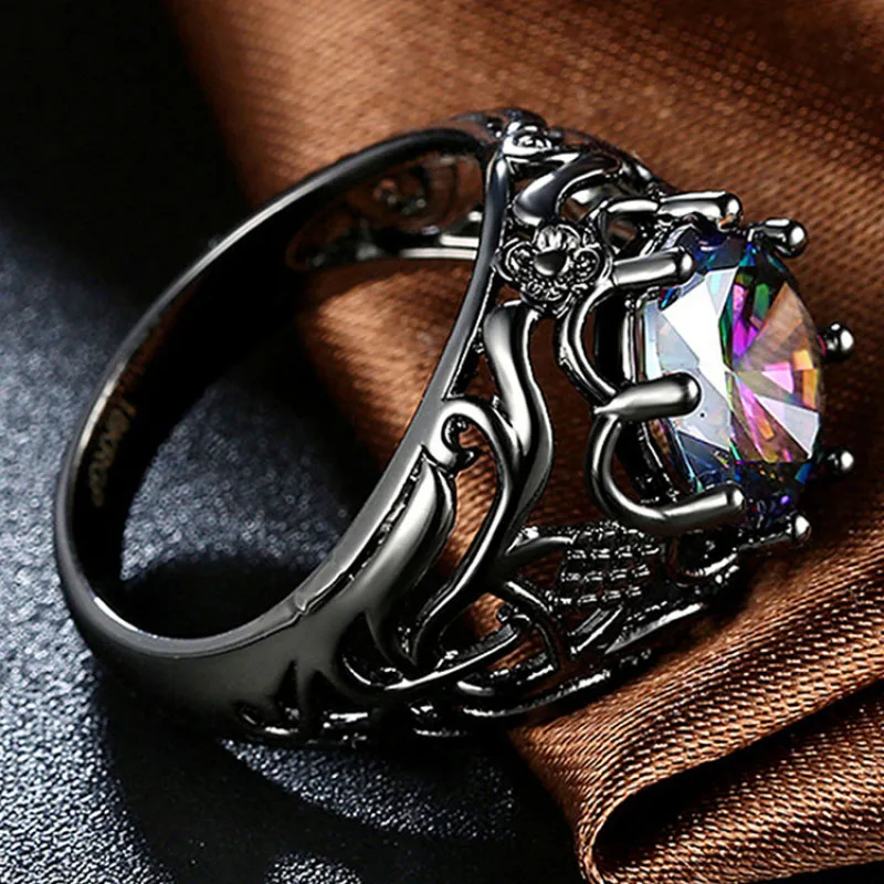 Мужское Винтажное кольцо с черным цветком в стиле минимализма | Украшения и
