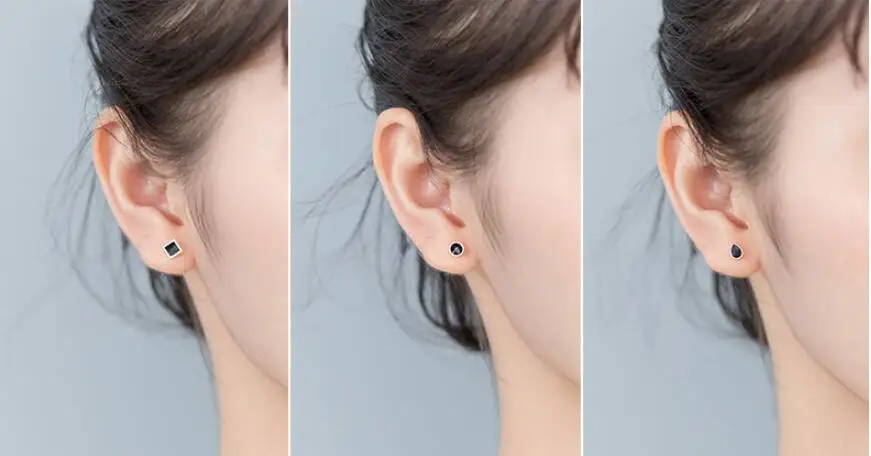 Женские квадратные серьги-гвоздики в форме сердца с черной звездой из