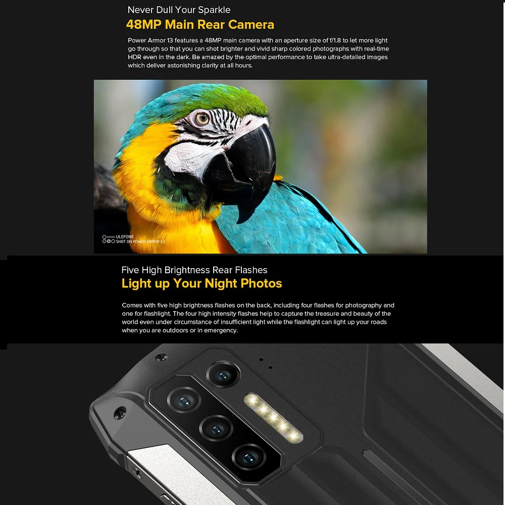 Ulefone Power Armor 13 13200mAh Rugged Smartphone 8GB+256GB Android 11 Waterproof 6.81”Mobile Phone NFC+Google Play | Мобильные