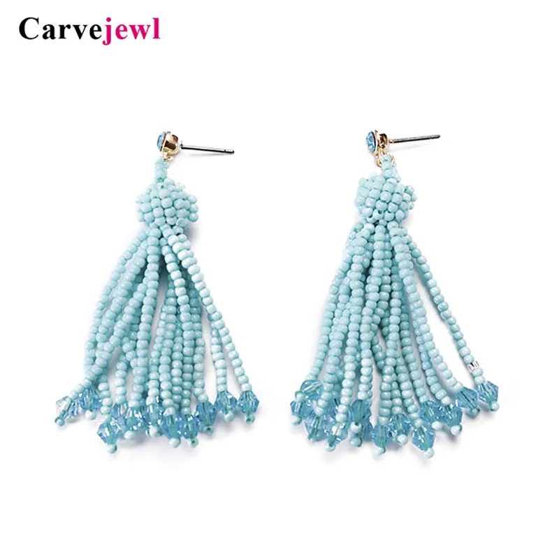 Серьги с кисточками Carvejewl песочные бусины висячие серьги для женщин ювелирные