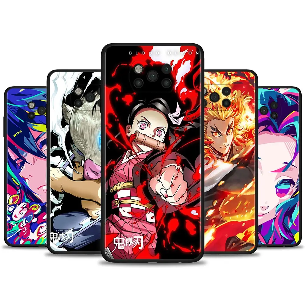

SmartPhone Case For Xiaomi Poco X3 NFC F3 X3 GT M3 X3 Pro 5G F1 Silicone Fundas Black Soft Fitted Shell Demon Slayer Colorful