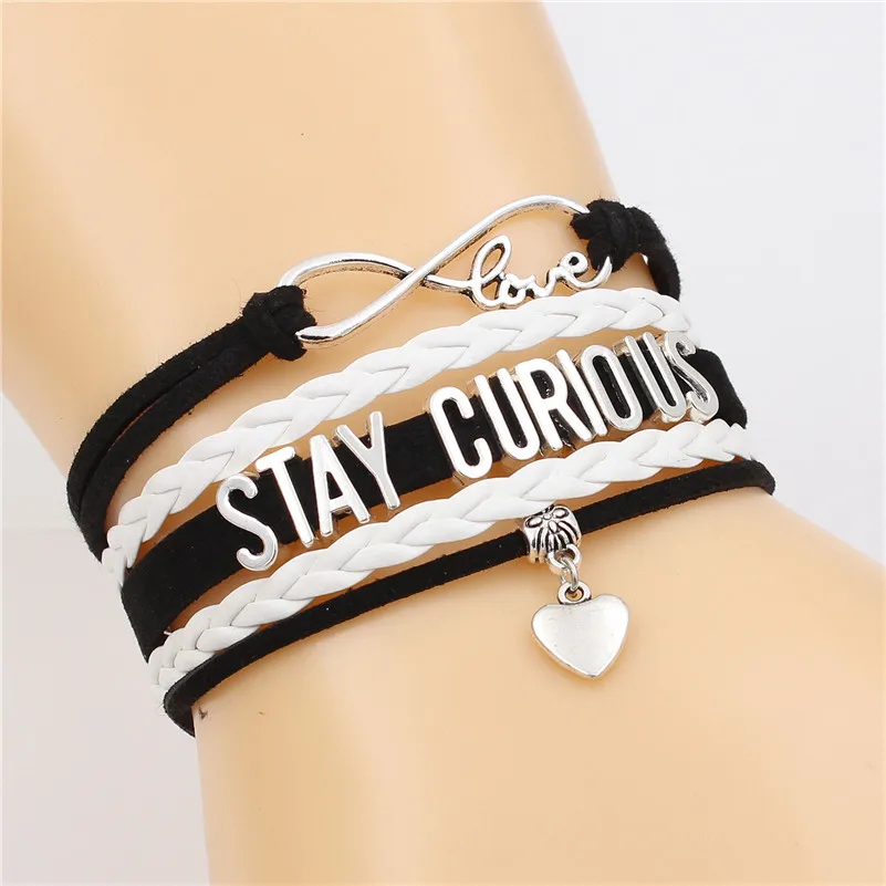 Многослойные белые и черные кожаные браслеты для женщин мужчин регулируемые с