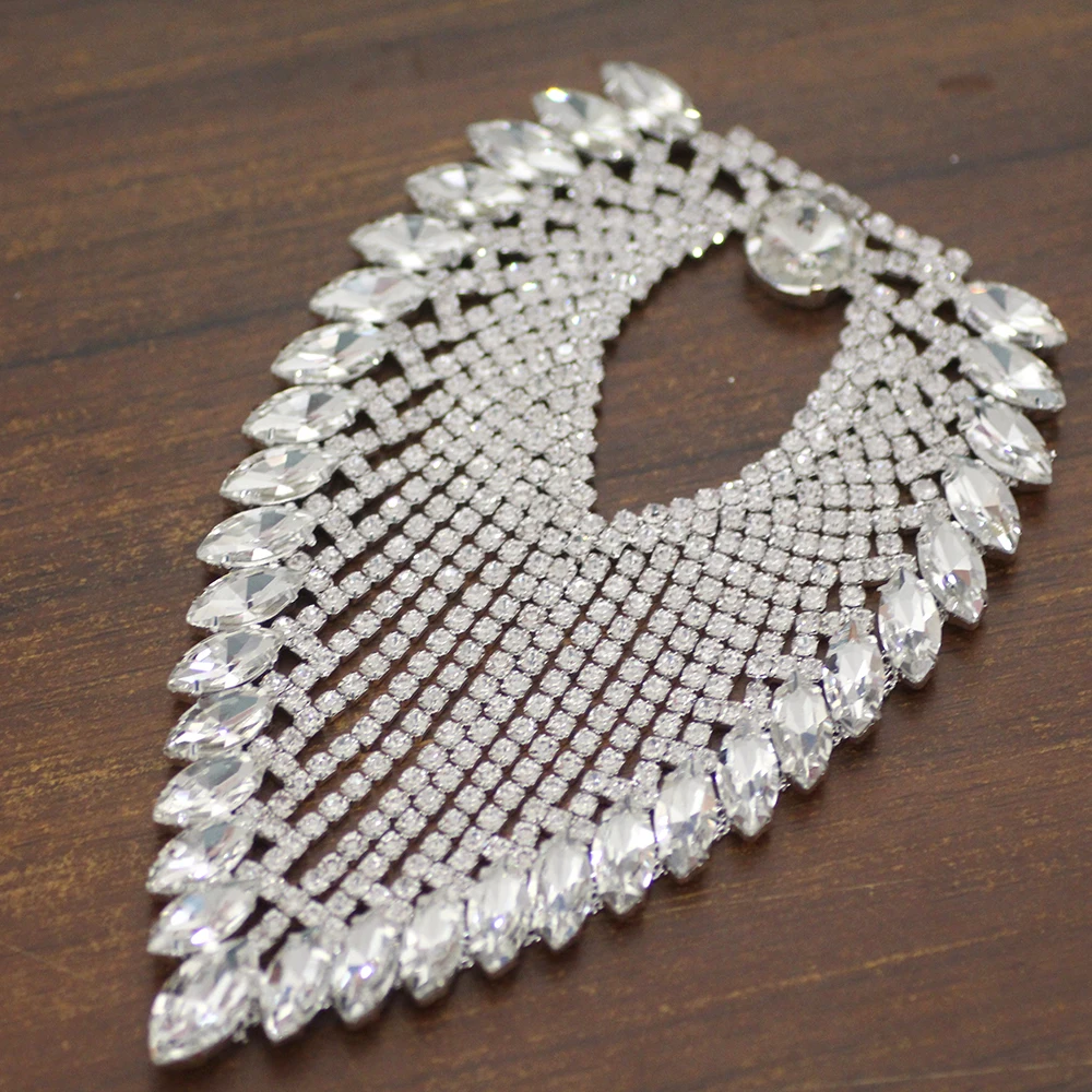 Кристально-белая стразы аппликация кисточка пришивные плечевая цепочка сетка