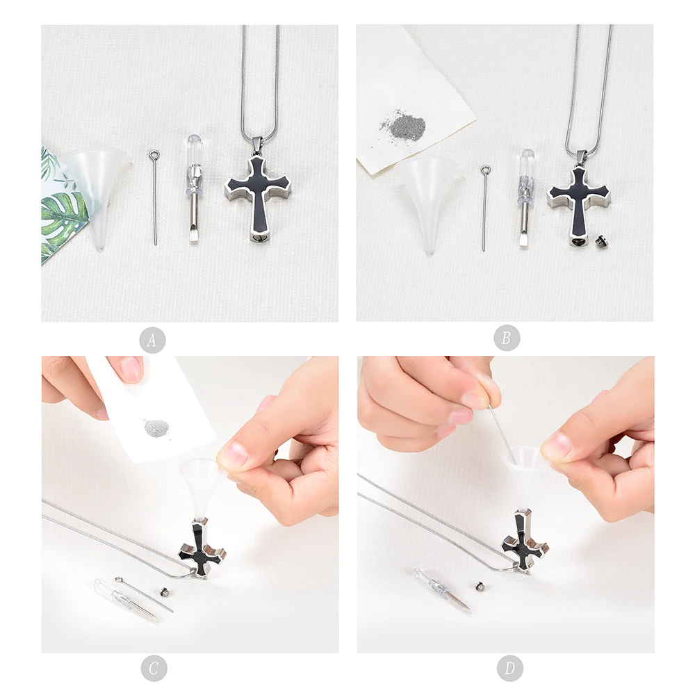 IJD8023 Classic Mens Stainless Steel Cross Urn Pendant Necklace Cremation Jewelry for Ashes Holder | Украшения и аксессуары