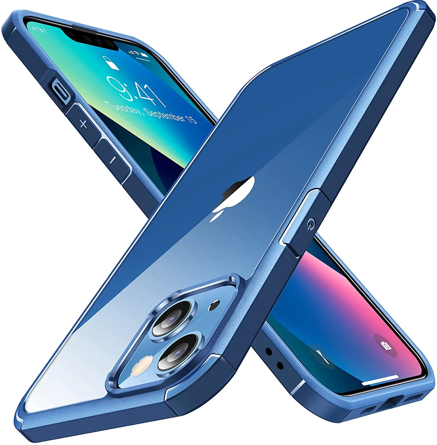 

CASEKOO Defender Case for iPhone 13, [Upgraded] Protective Clear Case with Soft Blue Bumper, Slim Fit Durable Cover with Phone