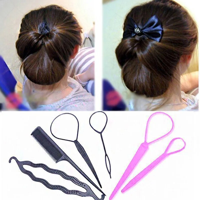 

4Pc/Set Hair Twist Styling Hair Clip Stick Bun Maker Braid Tools The Gum of Hair Accessories for Women Lady Girls