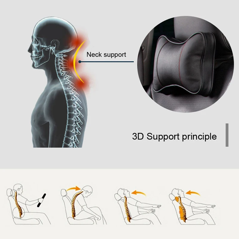 Hot Sale 2PCS Genuine Leather Auto Car Neck Pillow Memory Foam Pillows Rest Seat Headrest Cushion Pad accessories |