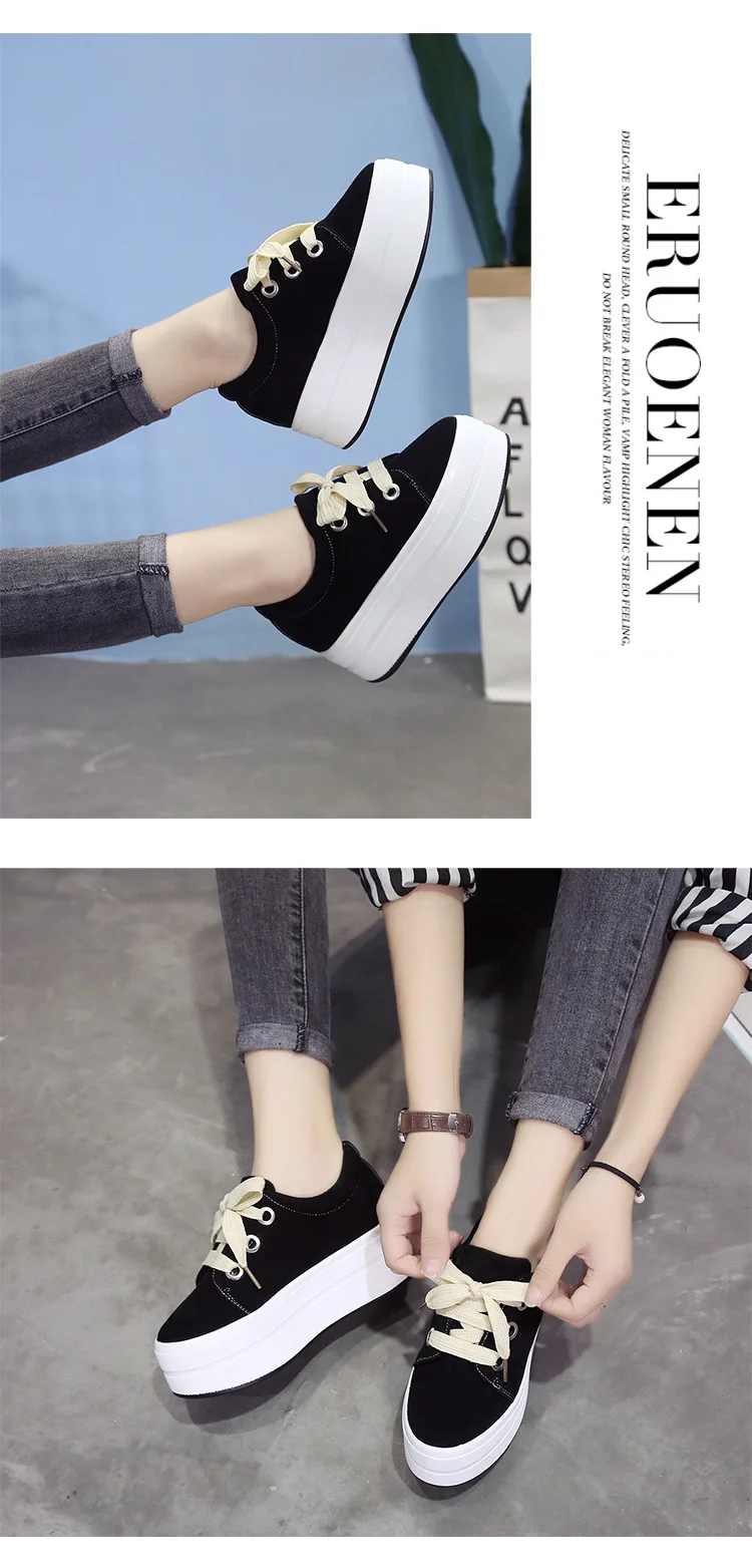 Autumn muffin with lace scrub sneakers women's increased walking shoes waterproof platform student female sports shoes ZQ-56