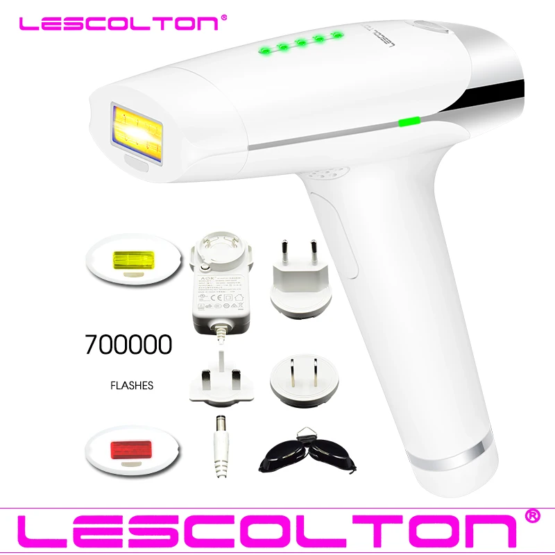 Three head white Lescolton больше ламп T009 IPL лазерная Машинка для удаления волос лазерный эпилятор удаление волос перманентное бикини триммер depilador лазер - Цвет: Three head white