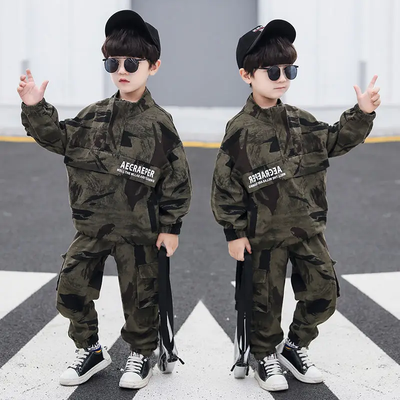 Детский комплект из 2 предметов спортивный костюм военная униформа Детские