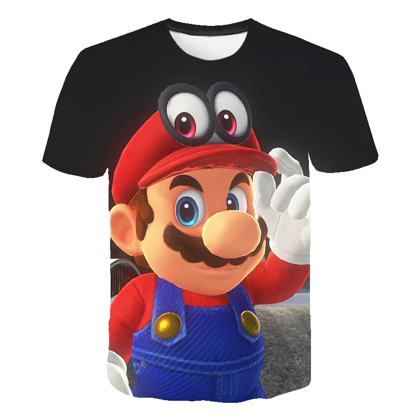 

2021 Summer New Mario 3D T-shirt Boy Classic Cartoon New Harajuku Style Brother Kids Clothes Mario Boy Clothes Street T-shirt