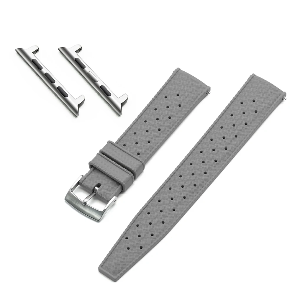 

New Premium Tropical Fluoro Rubber Strap For Apple Watch SE 6 5 4 3 2 1 Diving Waterproof Bracelet Watchband 38mm 40mm 42mm 44mm