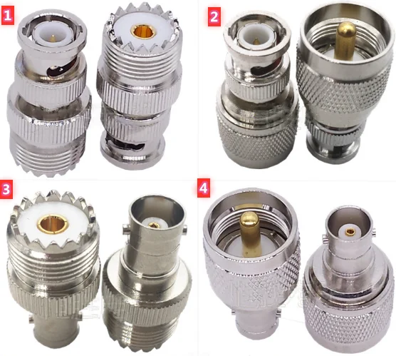 High Quality 2pcs RF Coaxial Adapter BNC Male Female to UHF Male Female PL259 SO239 Connector