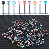 90pcsbag acrylic lip stud piercing lot labret ring mixed color ear cartilage earring bar tragus helix fashion body jewelry 16g
