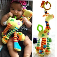 plush infant toys baby development giraffe animal handbells rattles handle toys stroller hanging teether baby toys 0 12 months