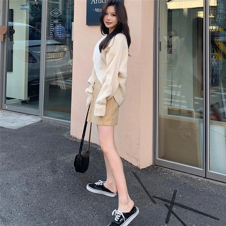 Женский вязаный пуловер Colorfaith Свободный Повседневный джемпер с перекрещенными