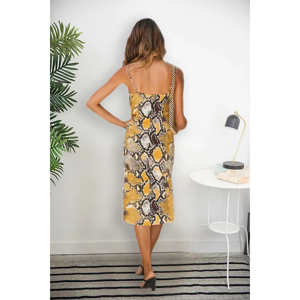 

2021 Woman Dress Sexy Summer Womens Pencil Dresses Sling Leopard Dress Hip Backless Elegant Dress Street Party Dresses Vestidos