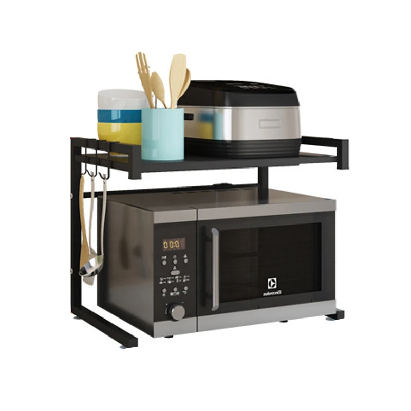 

Белый/черный Органайзер, кухонная полка для микроволновой печи, металлическая Многофункциональная подставка, двухслойная кухонная стойка ...