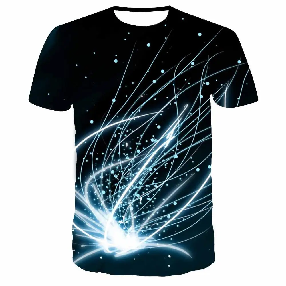 2019 Men's T-Shirt Blue Cool Print Galaxy Space 3D Casual Short Sleeve O-Shirt Sweatshirt Hip-Hop Street Suit Sh | Мужская одежда