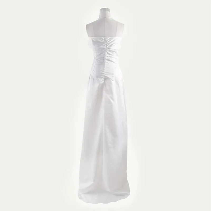 

White Solid Maxi Party Club Dresses for Women Sexy Asymmetrical Autumn Dresses Strapless Sleeveless Off the Shoulder Vestidos