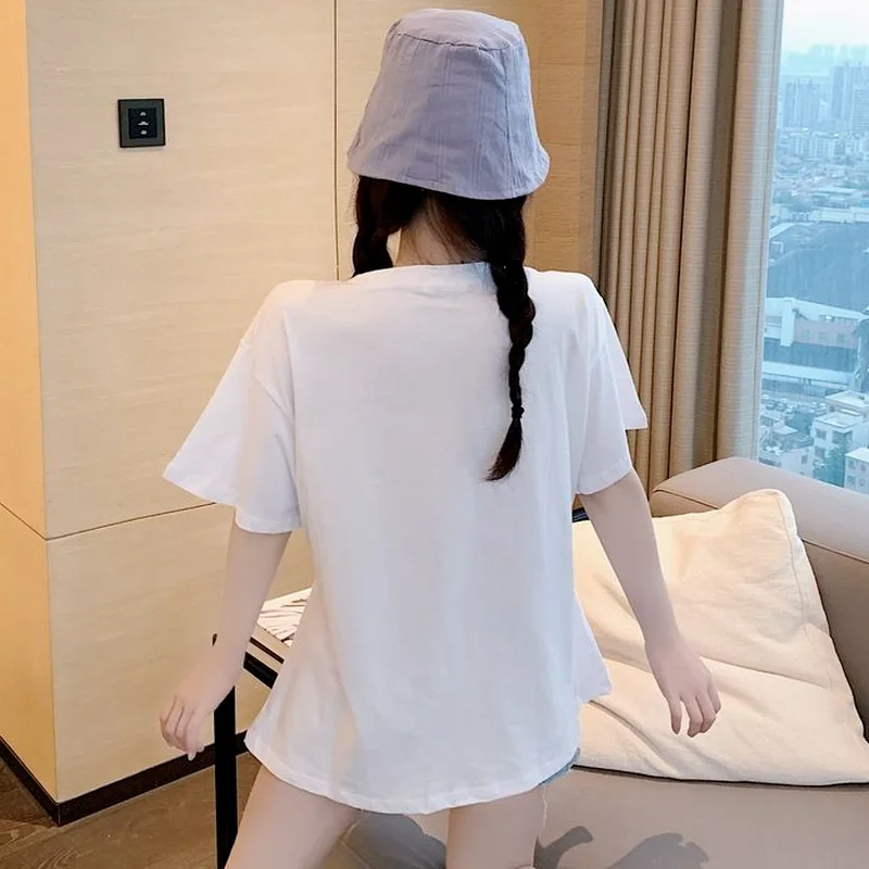 

T-Shirts Women Bow Loose Casual Sexy Ladies Tops Summer Hot Korean Style Streetwear Fashion Vintage Elegant Soft Chic Simple Ins