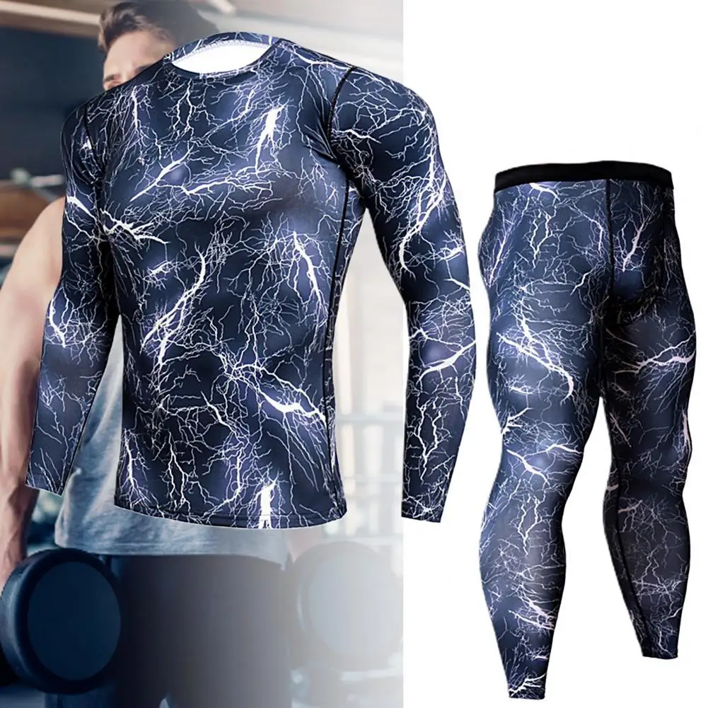 

Men Winter Long Sleeve Top Pants Camouflage Thermal Underwear Set Sports Outfit