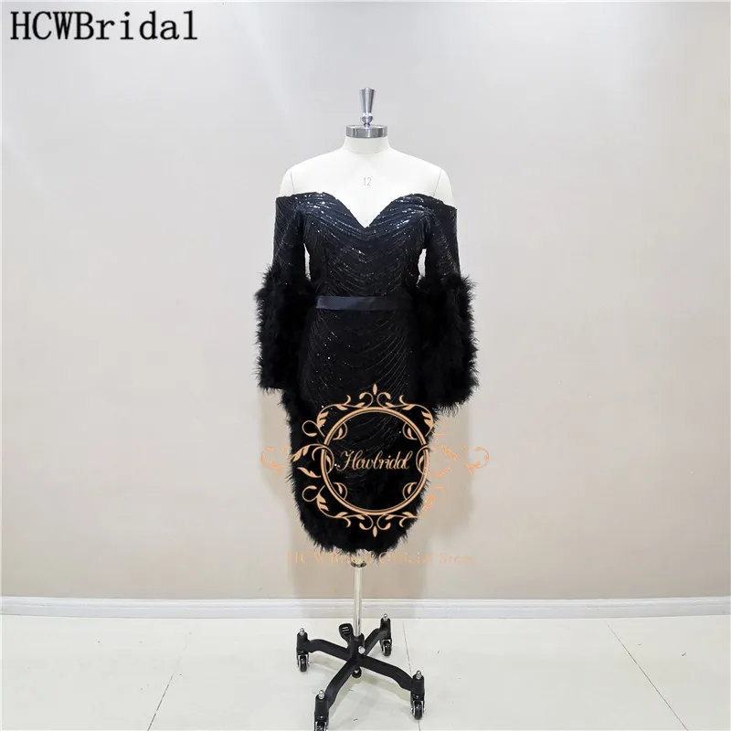 

Реальные Короткие блестящие черные платья для выпускного вечера с длинным рукавом с открытыми плечами прямые женские платья с блестками и ...