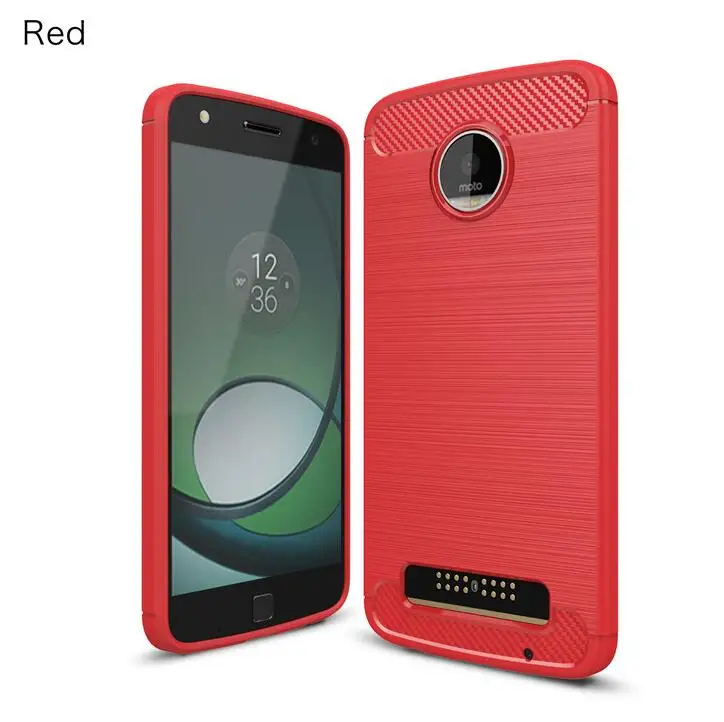 red Тонкий чехол из углеродного волокна для Motorola Moto Z Play XT1635, чехол для Motorola Moto G5 G5S G6 Plus G7 Play E4 E5 - Цвет: red