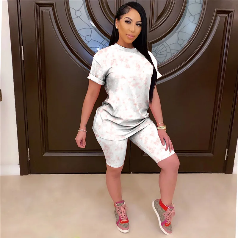 

AA Women Set Summer T-shirt Top Short Pants Workout Clothes Two Piece Tracksuit Fashion Women Outfit Set Womens Clothing