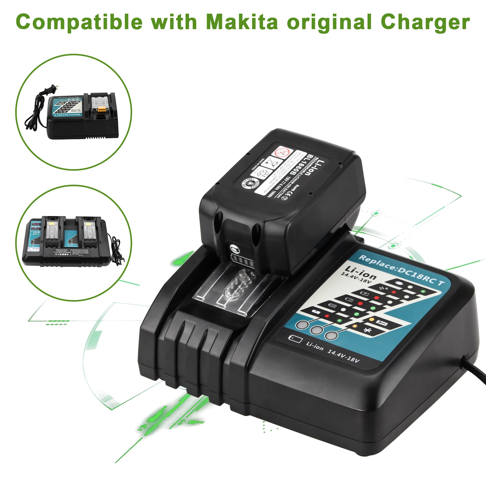 

18V 6.0Ah In Stock Lithium Ion Power Tools Battery Pack Wholesale BL1860B Fit for Makita Combo Kit Battery