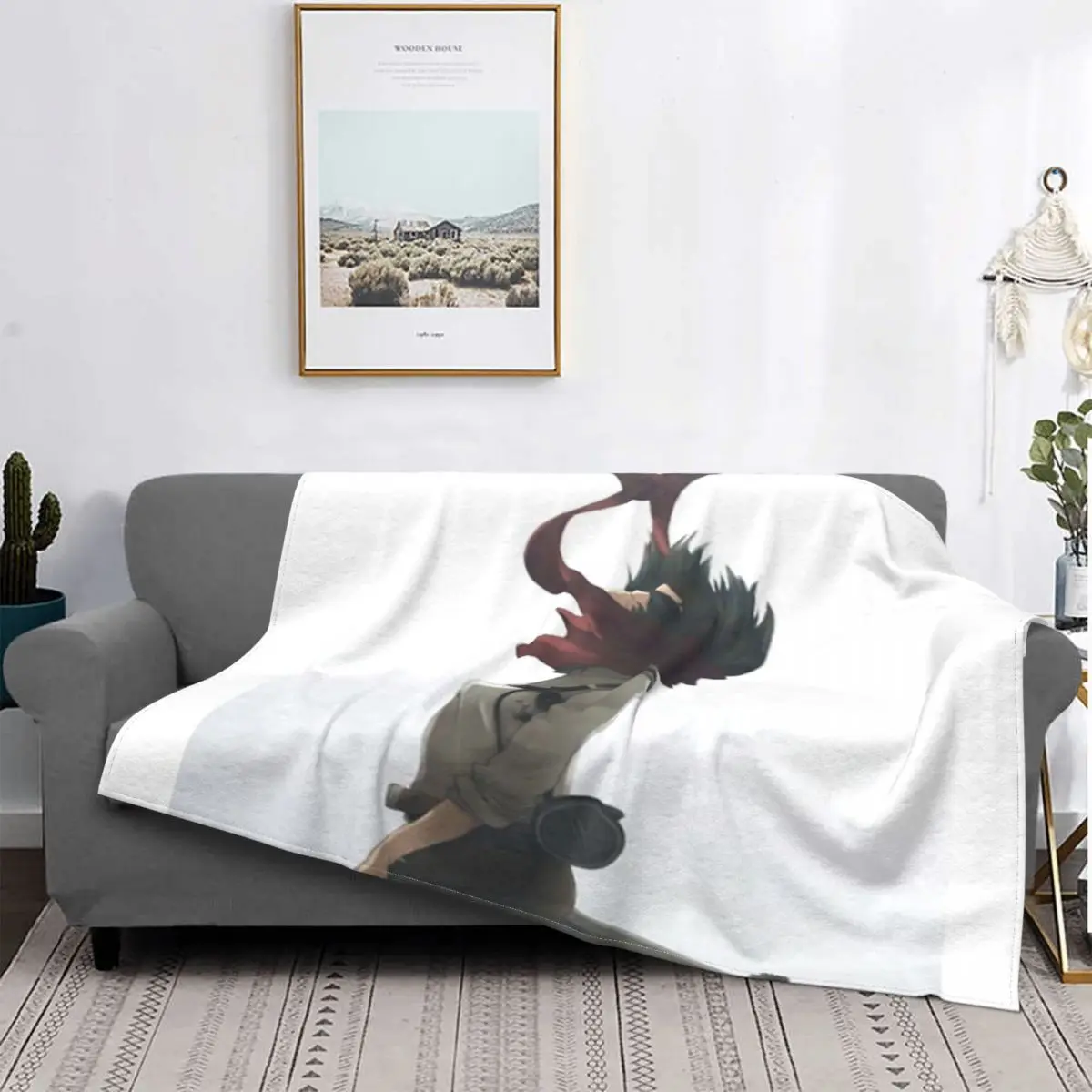 

Mikasa Ackermann-Manta a cuadros para cama, colcha con capucha, manta para cama