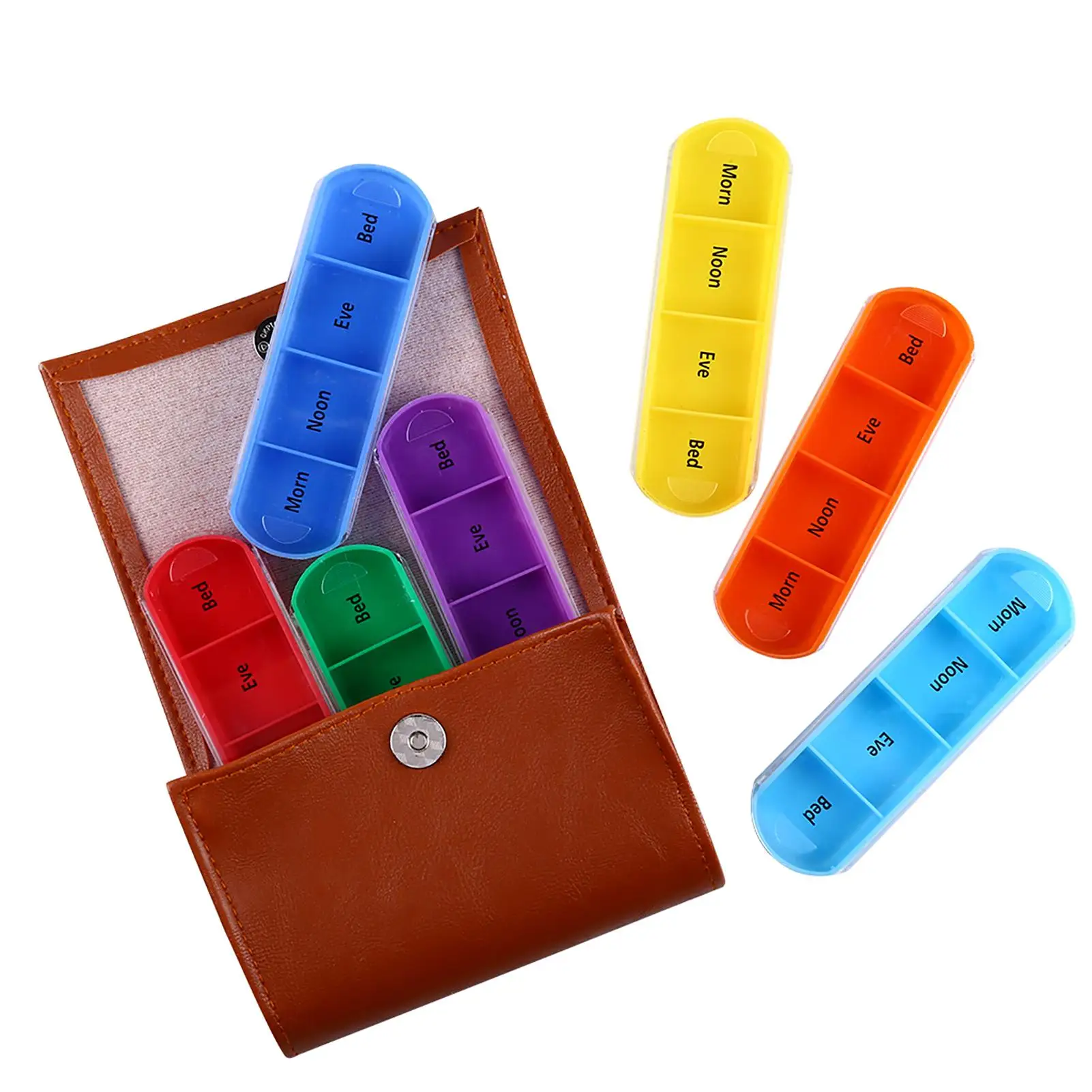 7 Days 28 Grids Rainbow Colors Pill Box Pill Case Container Portable Medicine Dispensing Box Tablet Dispenser Splitters