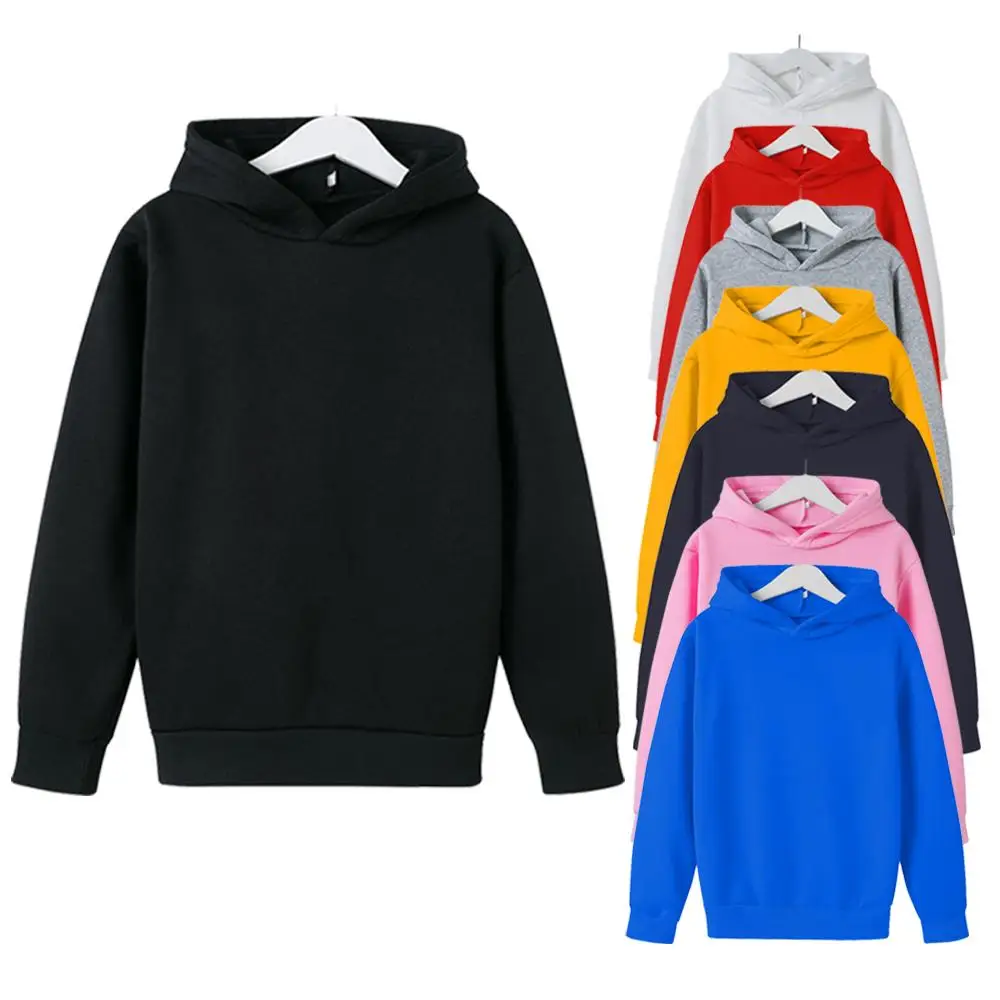 

8 Solid Colors Boys Girls Casual Cotton Long Sleeve Pullover Hoodie For 4-14 Years Old Kids