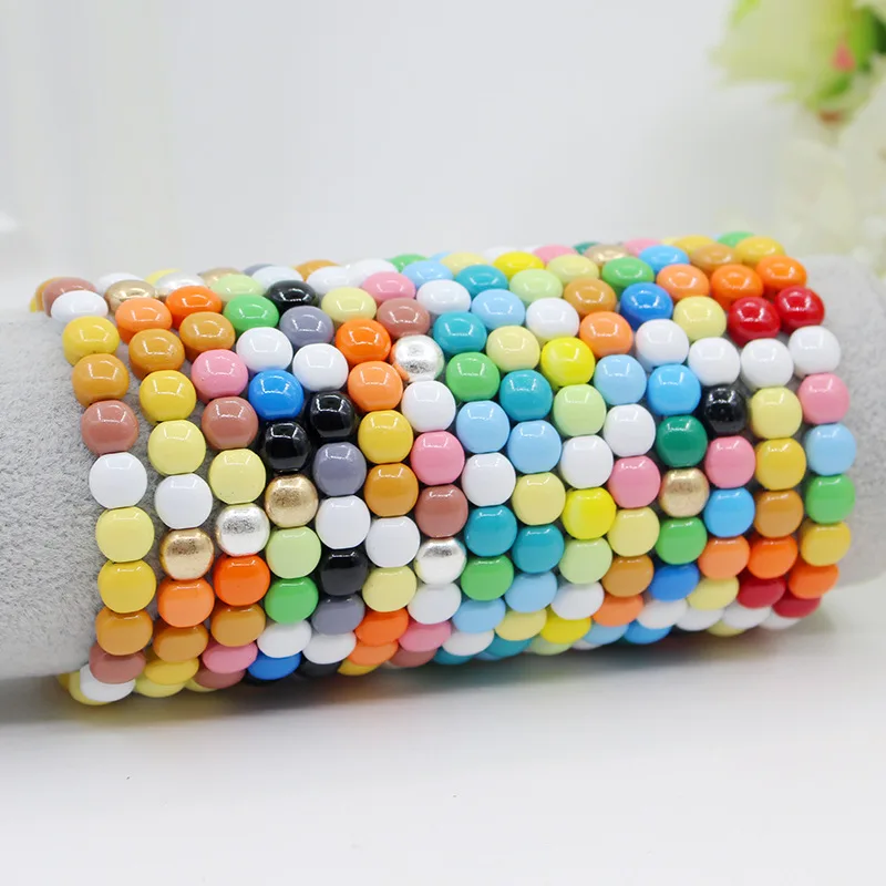 

Women's Geometric Fashion Fashion Macaron Color Women's Bracelet Boho Candy Color Semicircle Enamel Beads Charm Bracelet Jewelry