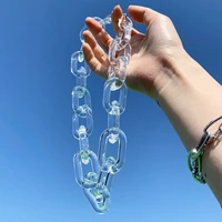 fishsheep rock punk big clear acrylic chain chunky choker necklace statement resin long chain pendant necklace women jewelry