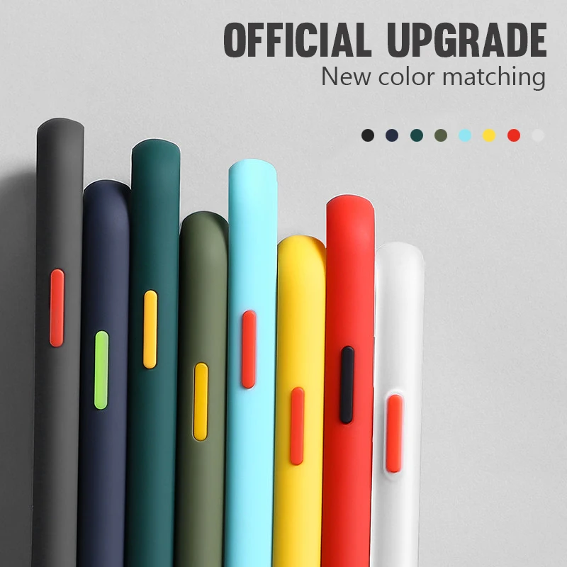 

Armor Phone Case For Oppo Realme 5 Pro Q 5 5I 6I 5S C3 XT X2 K5 X2 Pro X K3 C2 Color button Shockproof Matte Transparent Cover