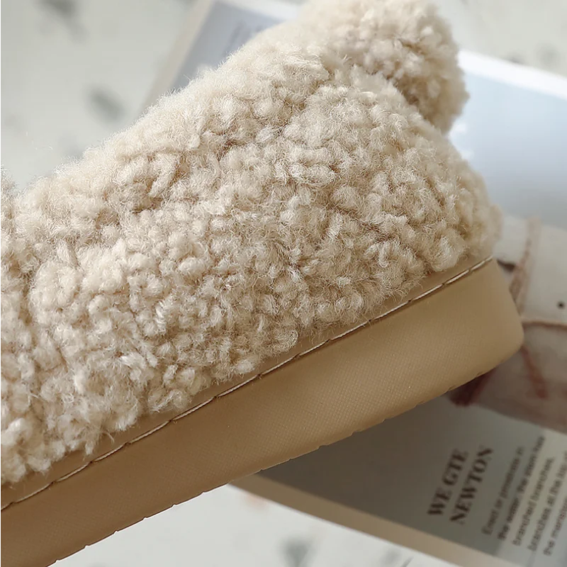 Plush Sheep Cartoon Cotton Slippers Wrapped Root Winter Ladies Non-slip hick Bottom Warm Couples Indoor Home Flat Slippers Women