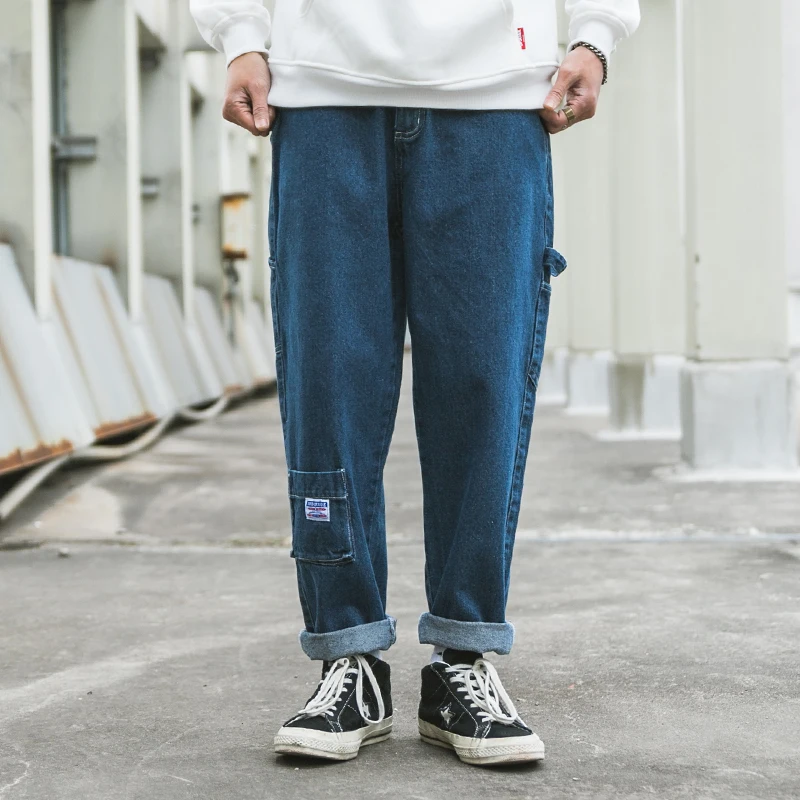 

Multi-pocket Jeans Tooling Solid Color Wear-Resistant Loose Straight Casual Trousers High Street Clothing