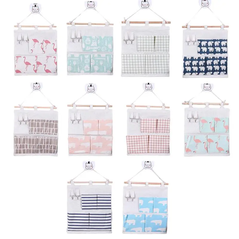 4 кармана хлопок лен на стену подвесные сумки для хранения карман дверь спальня