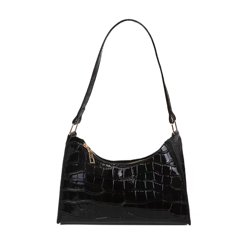 

Retro Crocodile Pattern Shoulder Bag For Women PU Leather Armpit Bag France Baguette Bag Casual Female Handbags Advanced Totes
